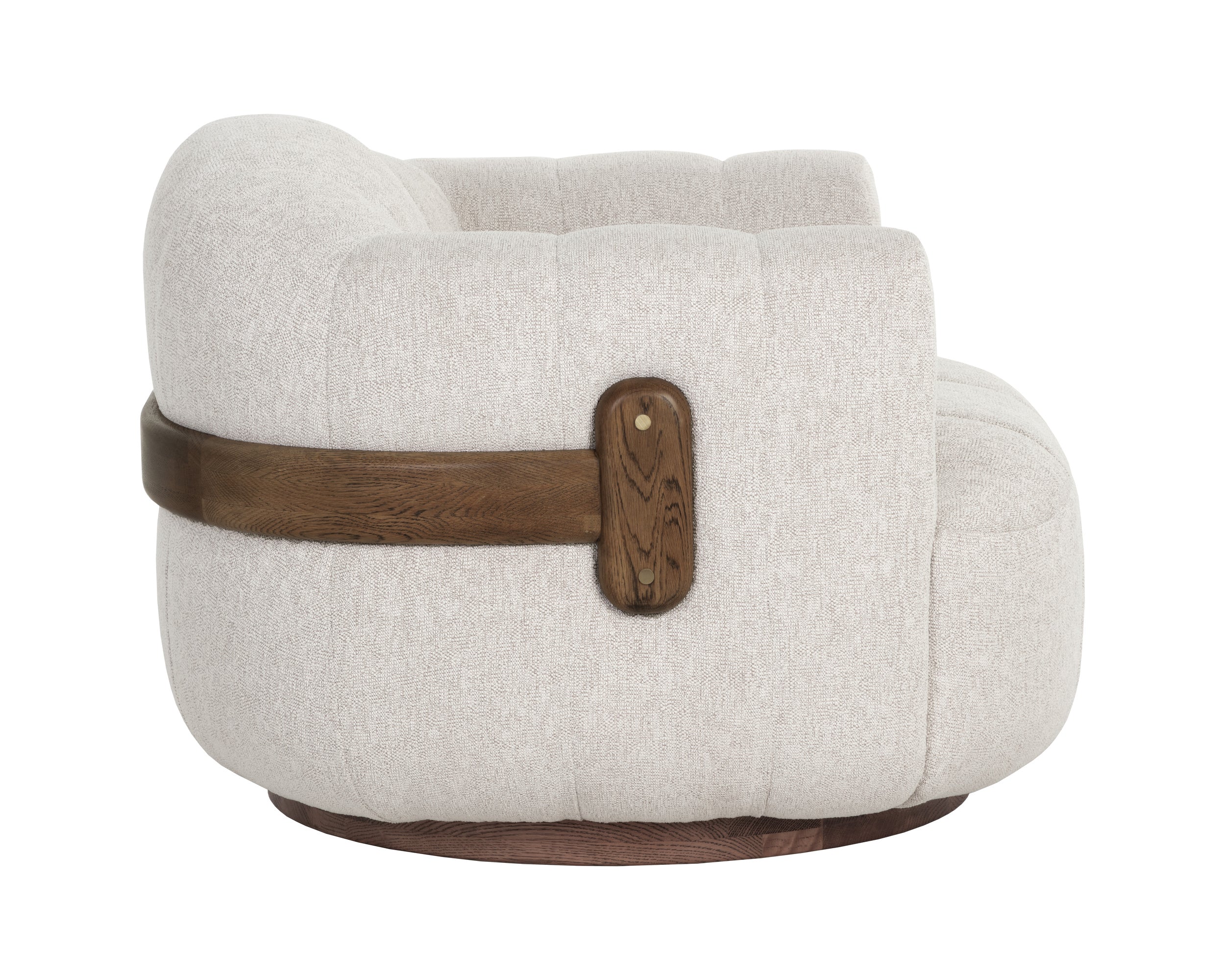 Tadeo Swivel Armchair - Warm Brown - Dove Cream - Image 3