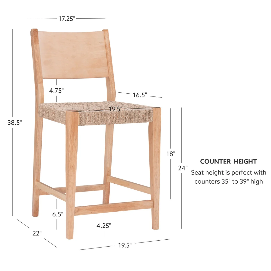 COSGROVE NATURAL COUNTER STOOL ROPE SEAT 19D6292RCSN - Image 2