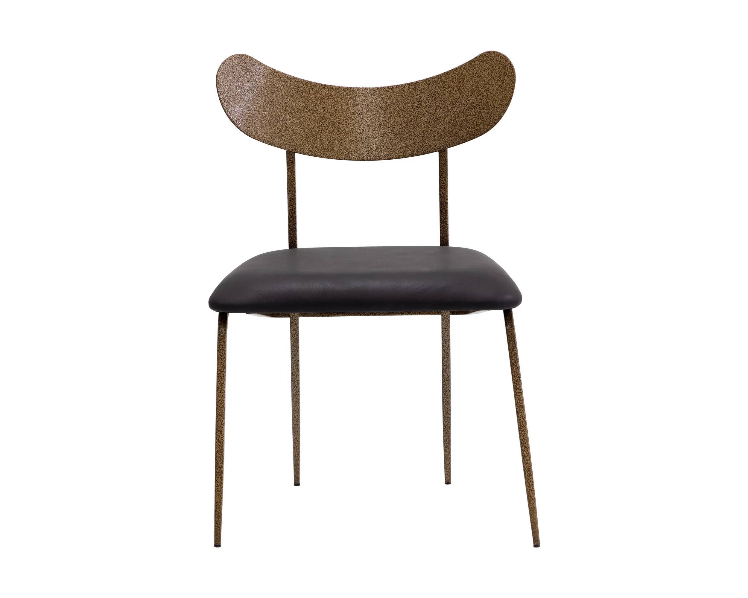Gibbons Dining Chair - Antique Brass - Charcoal Black Leather - Image 2
