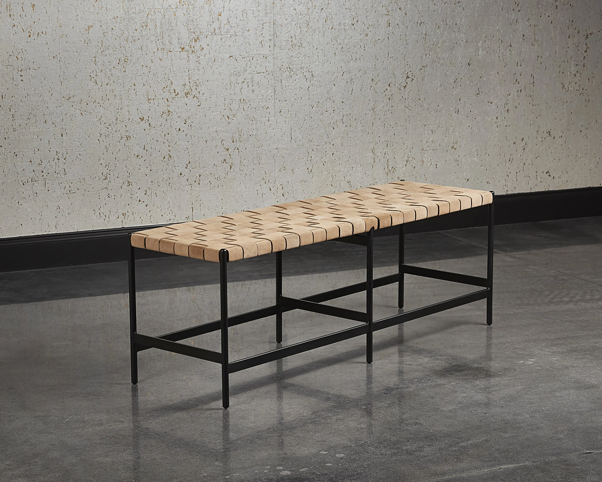 Omari Bench - Suede Light Tan Leather - Image 3