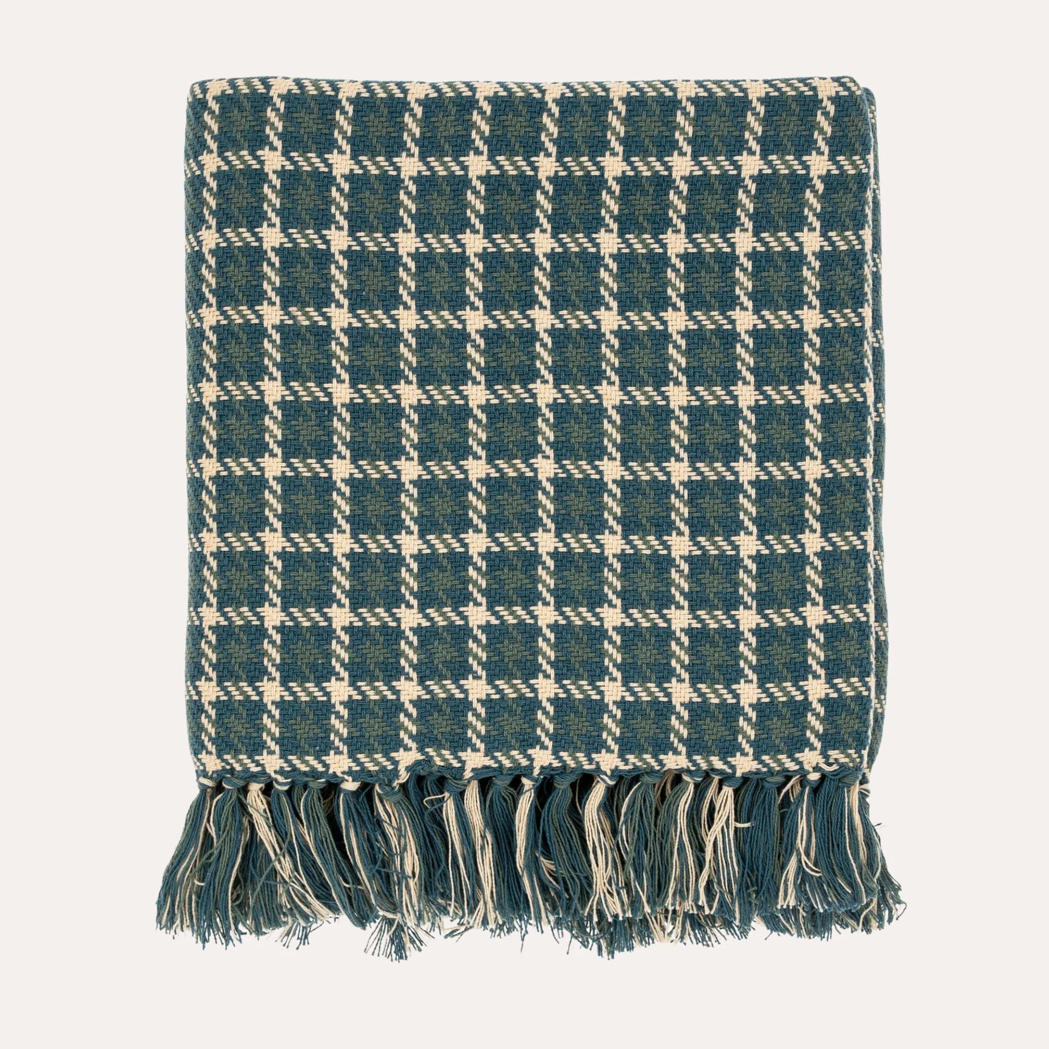 Houndstooth Throw, Teal - Image 1