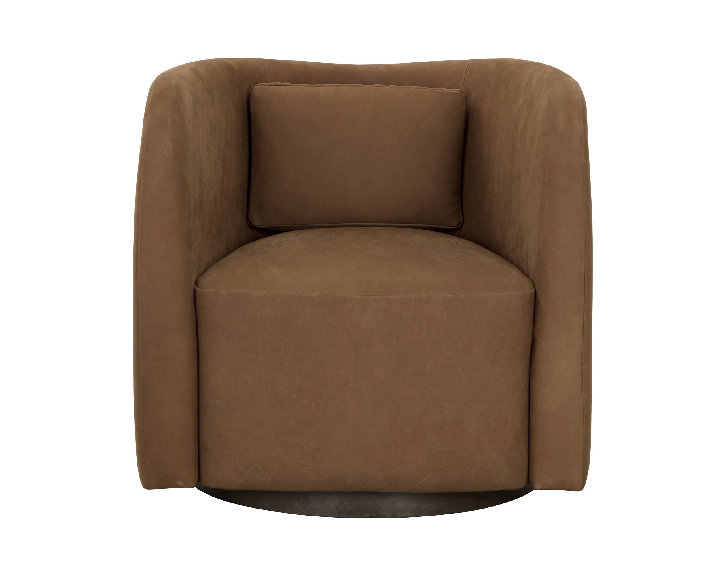 Emilie Swivel Lounge Chair - Nubuck Caramel Leather - Image 2