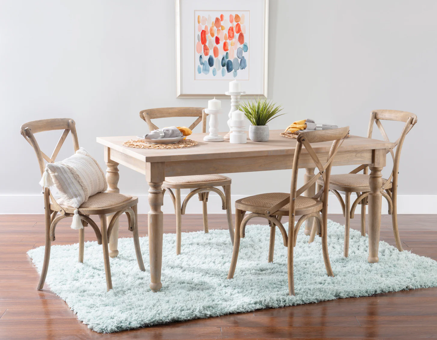 SHIRAZ 5 PC SET RECT TABLE 4 HYDE CHAIRS 034806LINAGRY5PC - Image 2