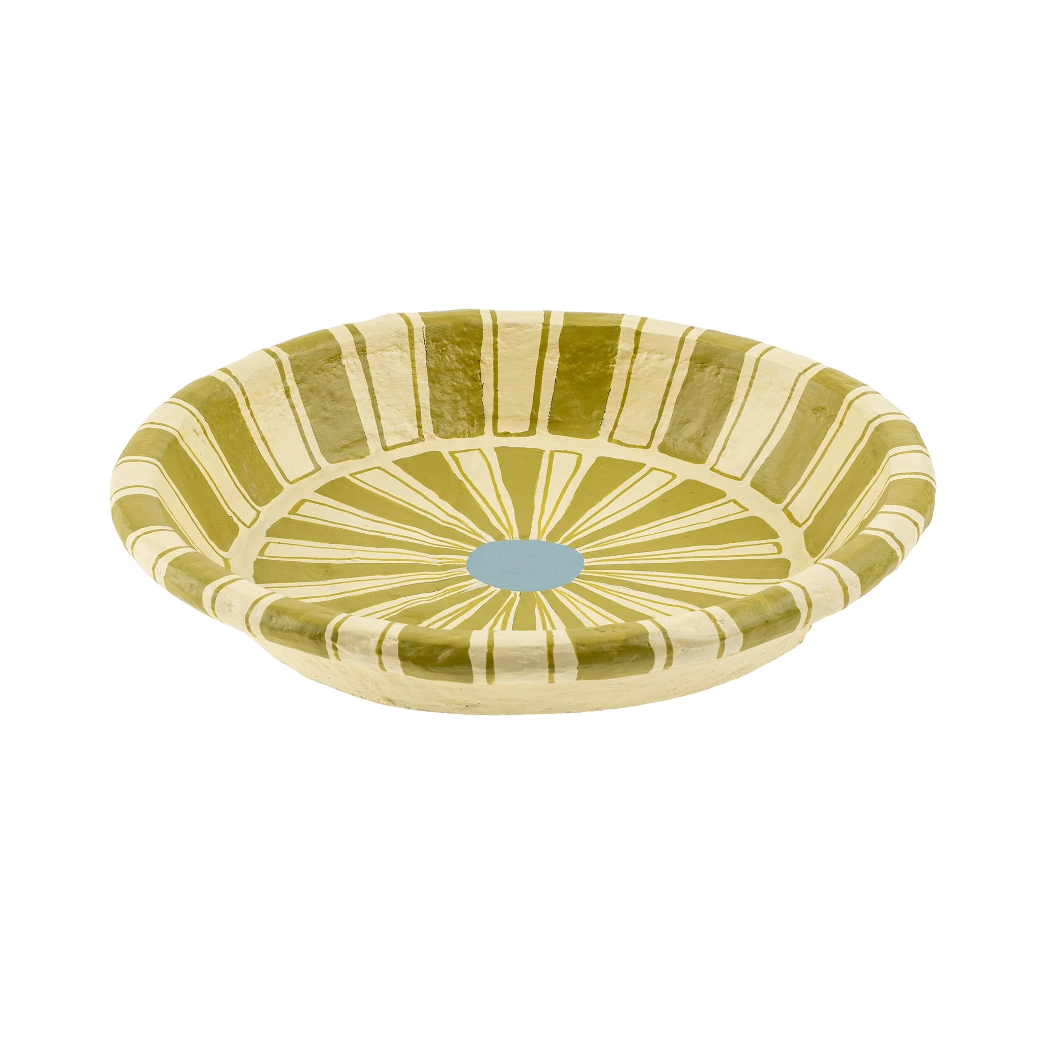 Painted Paper Mache Tray S, Green Stripe