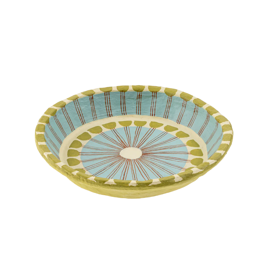 Painted Paper Mache Tray S, Blue Stripe - Image 2