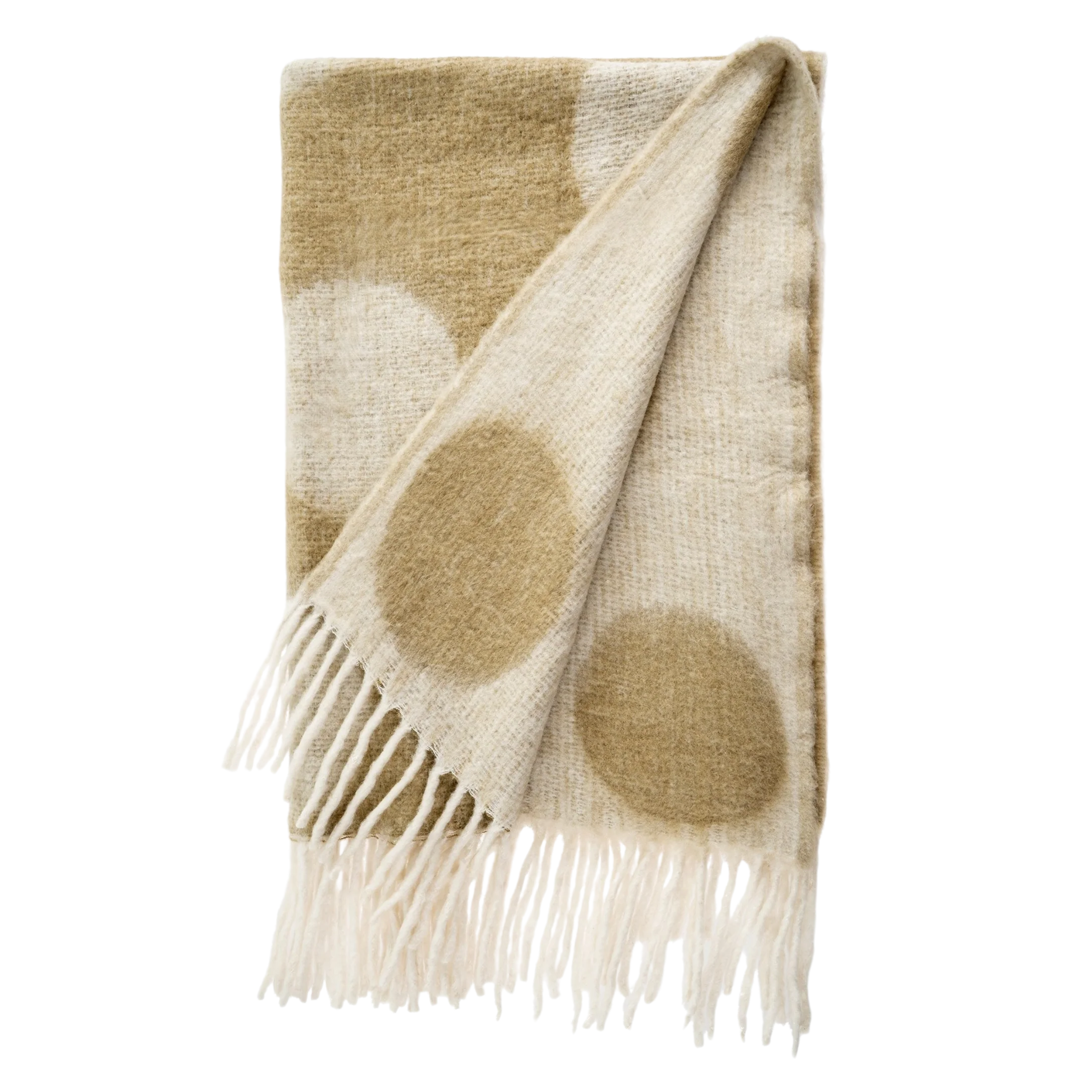 Polka Dot Wool Blend Throw, Pampas