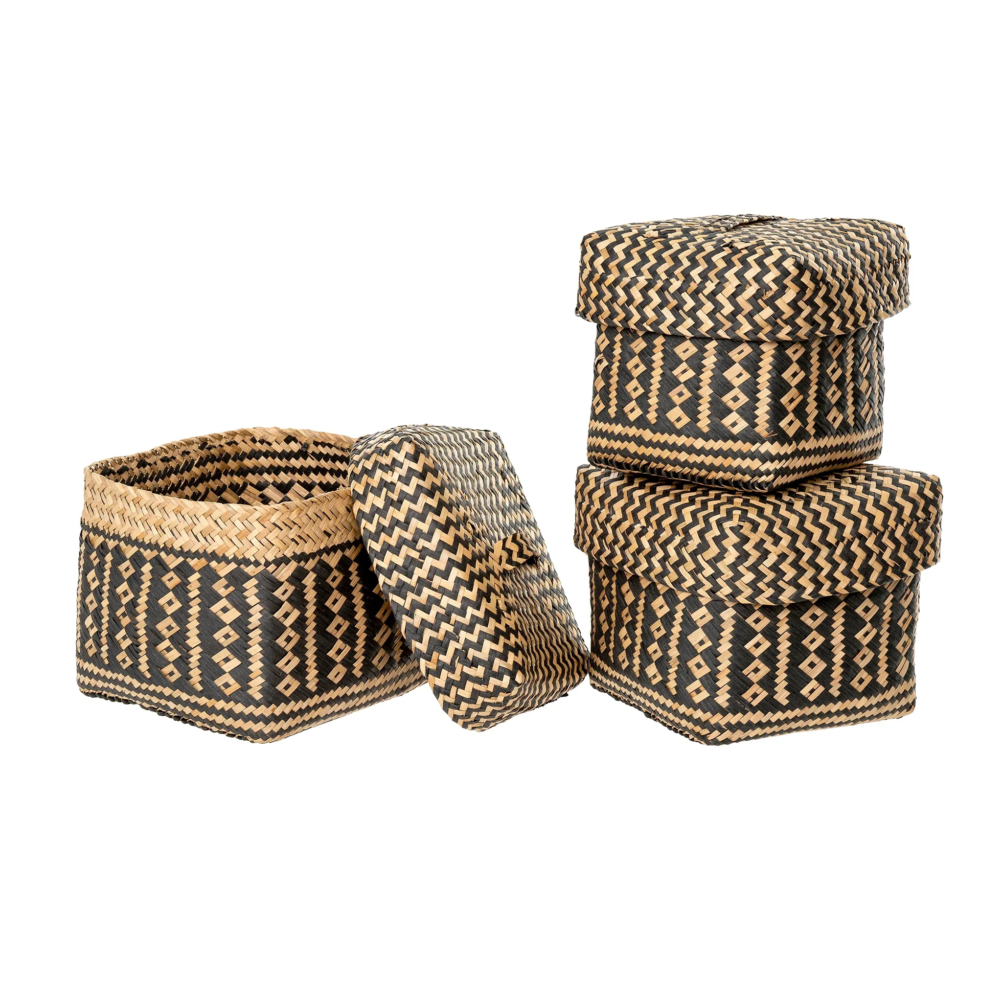 Cleo Seagrass Boxes S/3, Black - Image 1