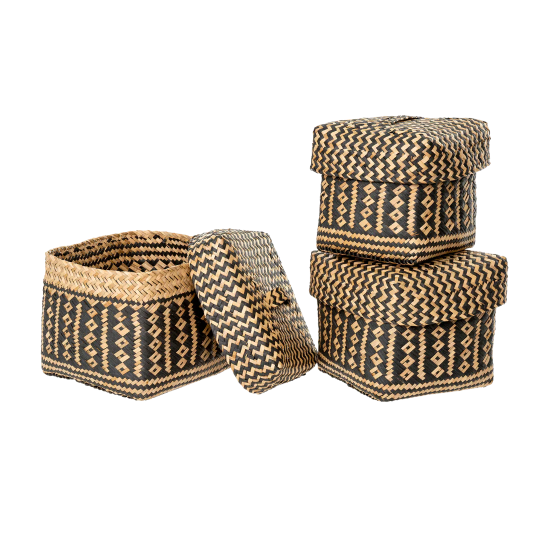 Cleo Seagrass Boxes S/3, Black - Image 3