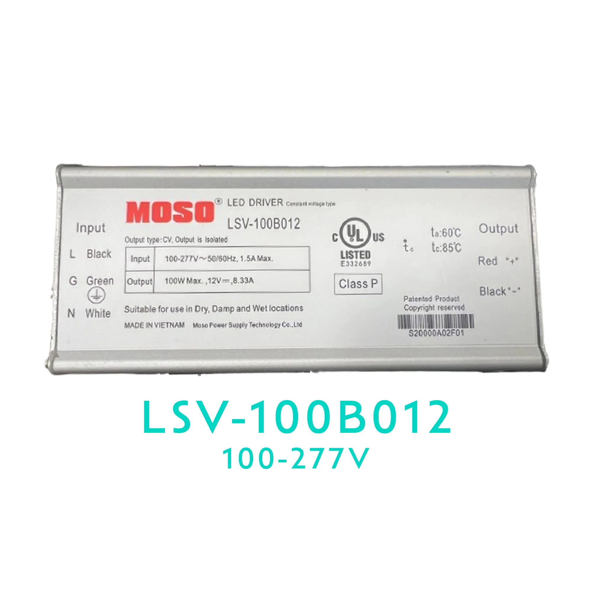 MOSO LSV-100B012 Constant Voltage LED Driver – 100W – 12V