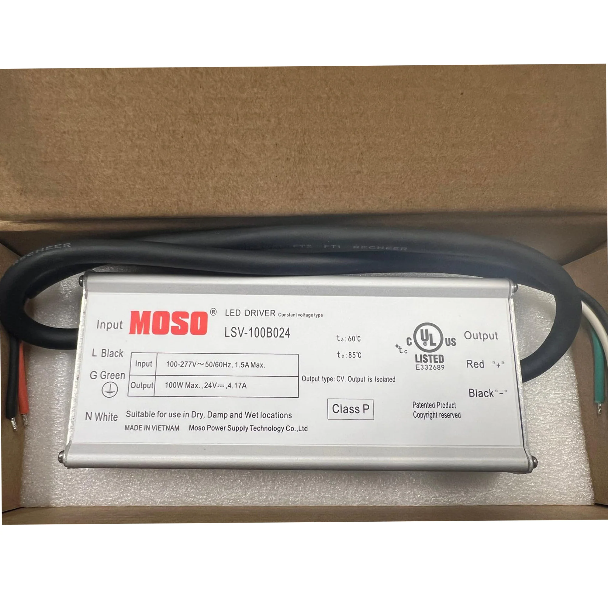 MOSO LSV-100B024 Constant Voltage LED Driver - 100W - 24V - Image 3