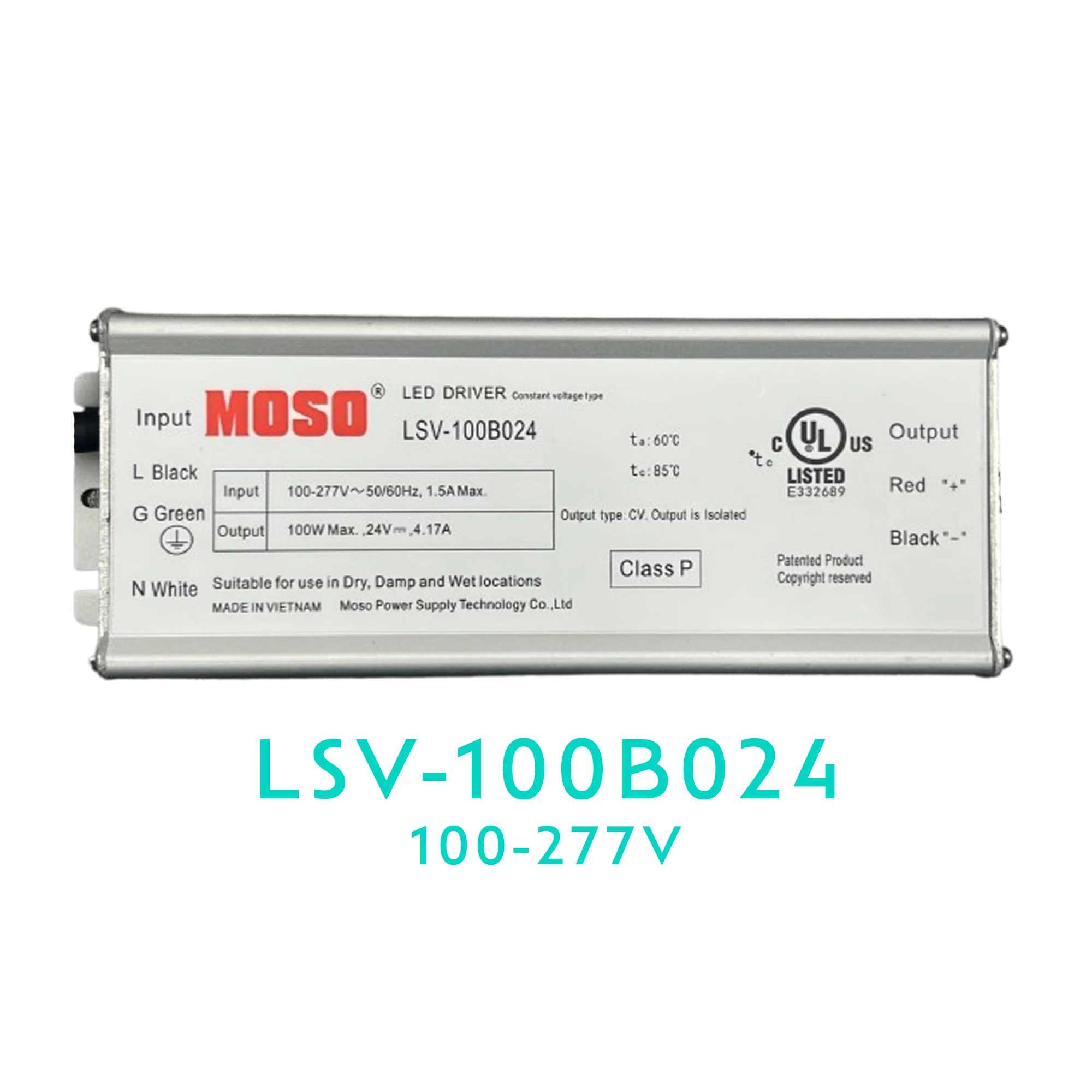 MOSO LSV-100B024 Constant Voltage LED Driver - 100W - 24V - Image 1