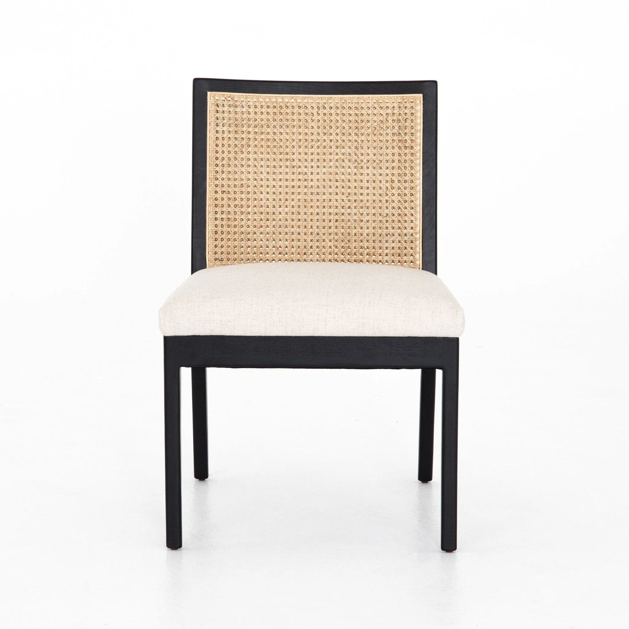 Antonia Cane Armless Dining Chair – Savile Flax | Brushed Ebony