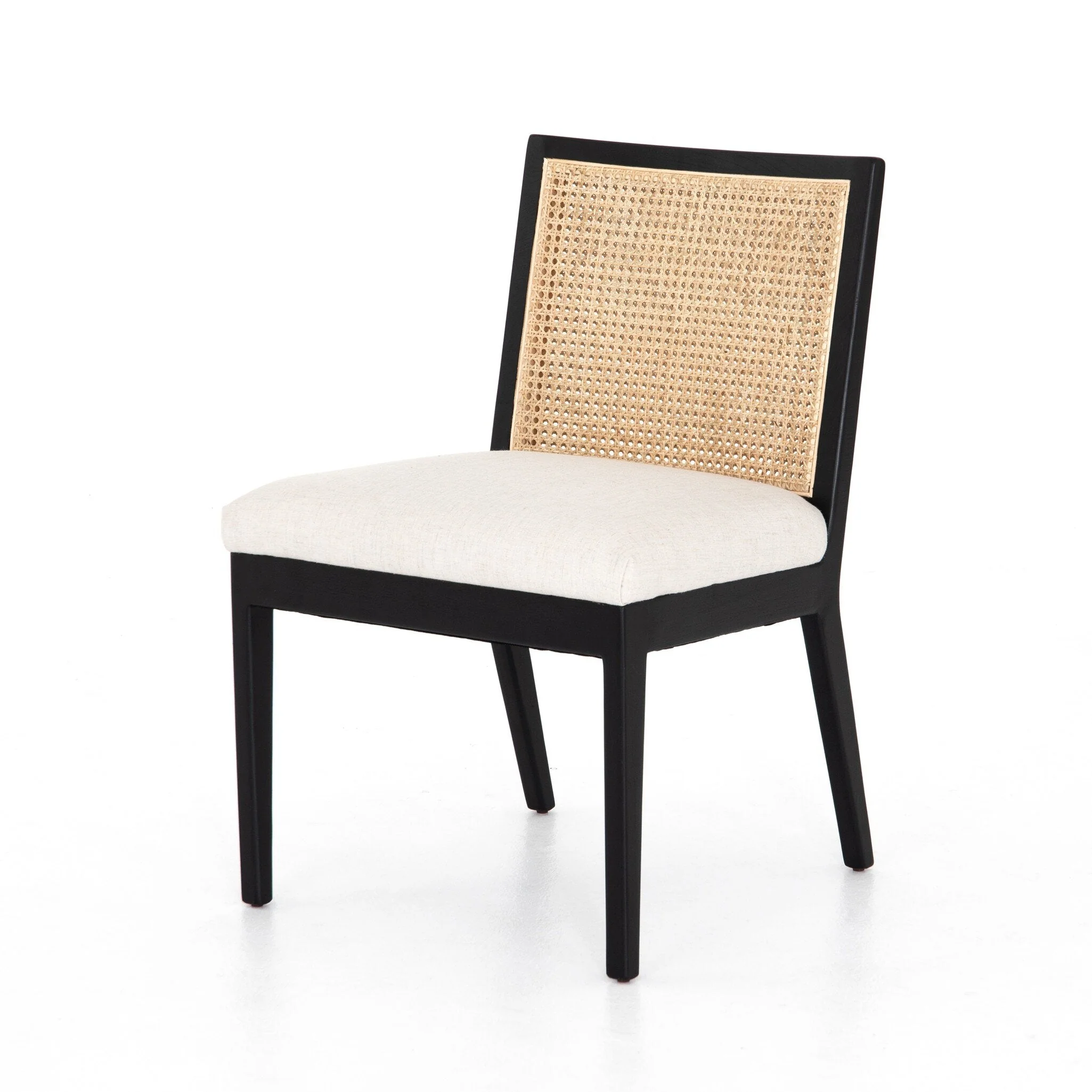 Antonia Cane Armless Dining Chair - Savile Flax | Brushed Ebony - Image 2