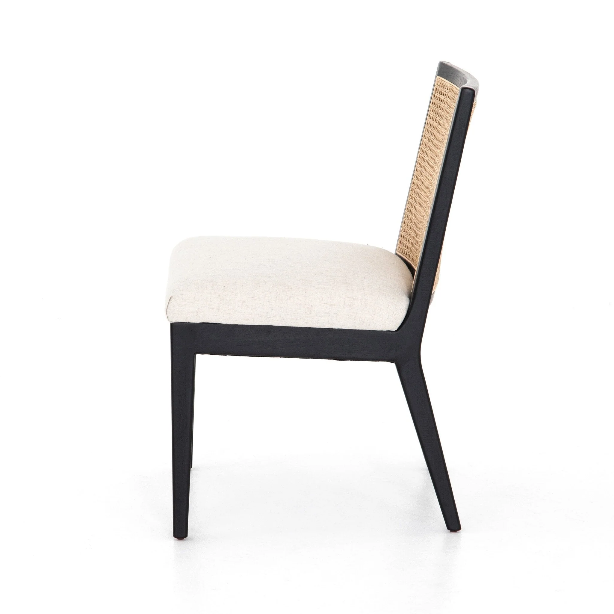 Antonia Cane Armless Dining Chair - Savile Flax | Brushed Ebony - Image 3