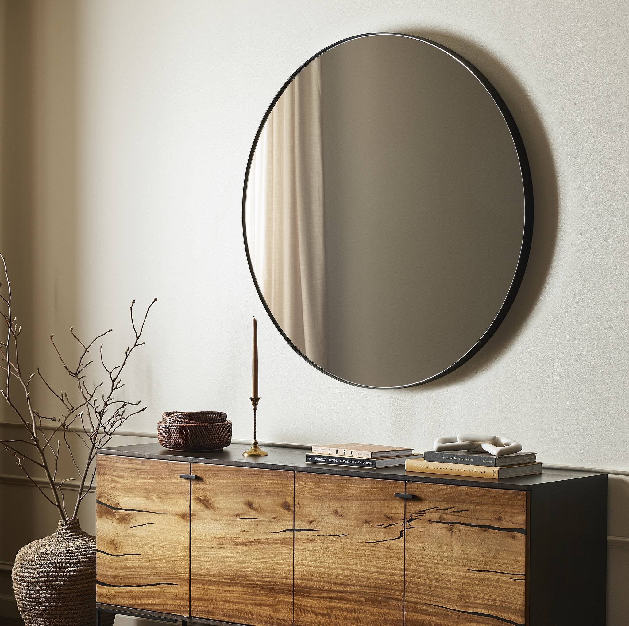 Bellvue Round Mirror - Rustic Black - Image 3