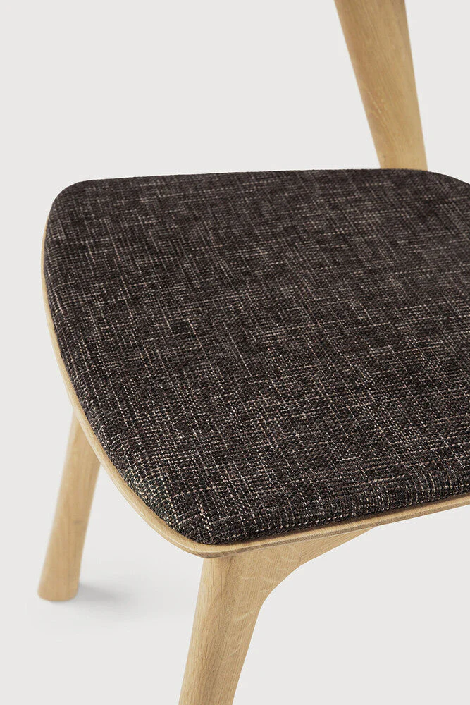 Bok Dining Chair | Varnished Oak | Dark Brown Fabric - Image 1