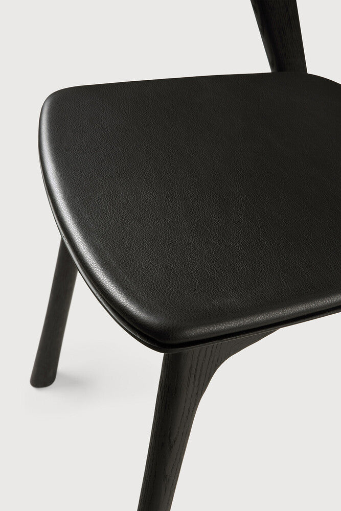 Bok Dining Chair | Varnished Oak | Black | Black Leather - Image 2