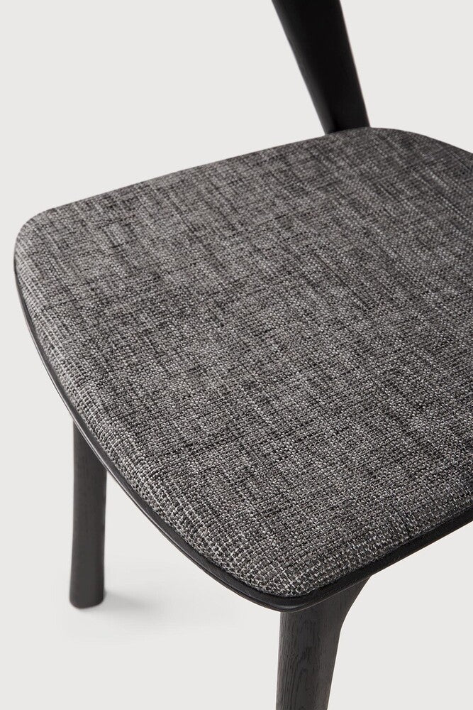 Bok Dining Chair | Varnished Oak | Black | Grey Fabric - Image 3