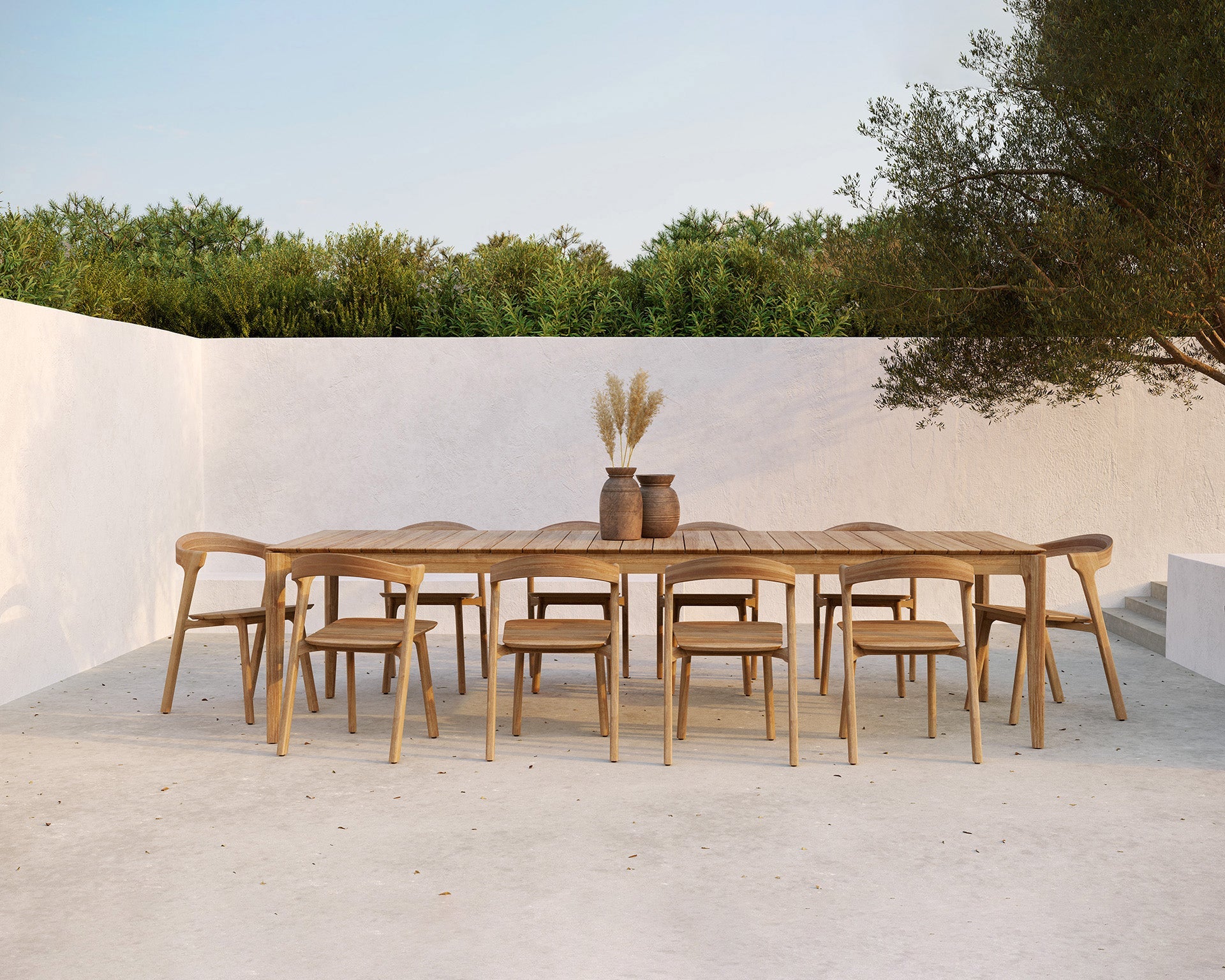 Bok Outdoor Dining Table | Teak | Rectangular | 98" X 39" - Image 1