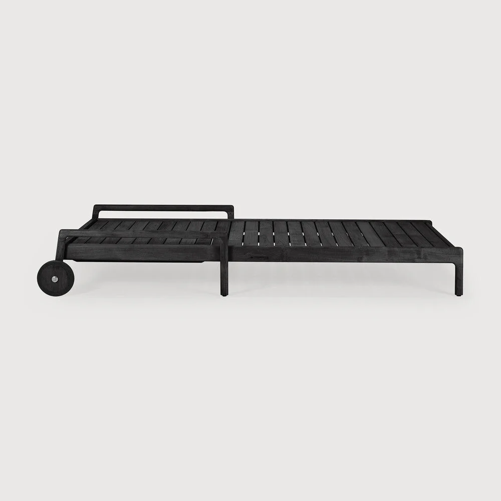 Jack Outdoor Adjustable Lounger Frame | Varnished Teak | Black - Image 2