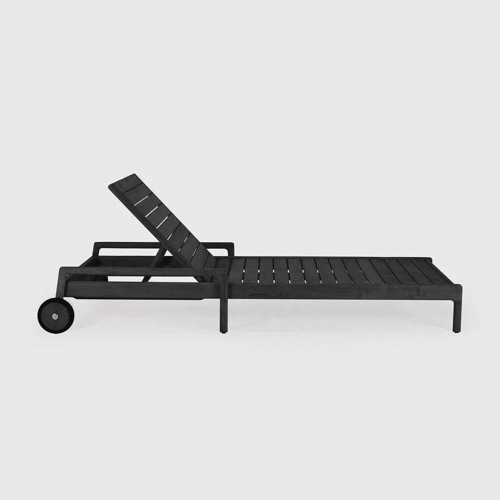 Jack Outdoor Adjustable Lounger Frame | Varnished Teak | Black - Image 1