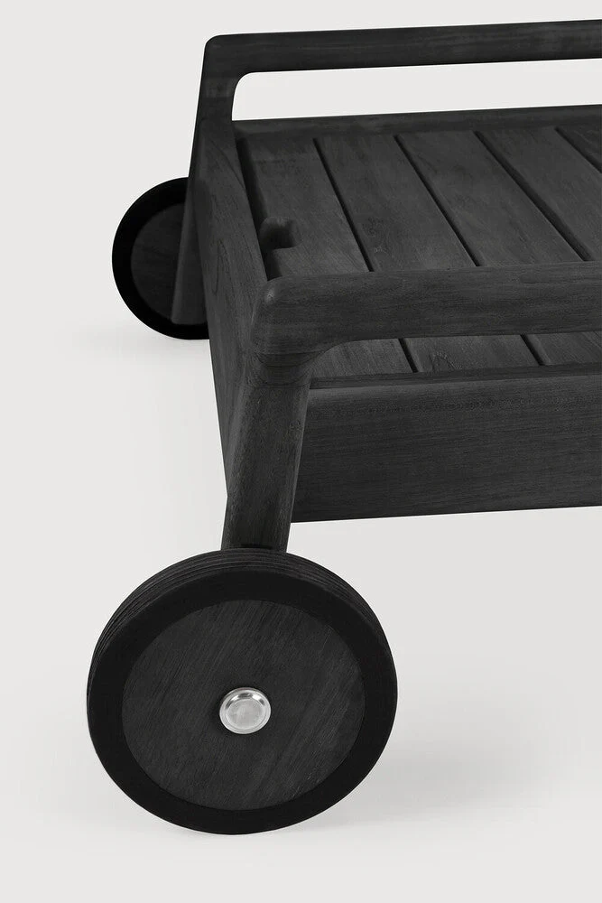 Jack Outdoor Adjustable Lounger Frame | Varnished Teak | Black - Image 3