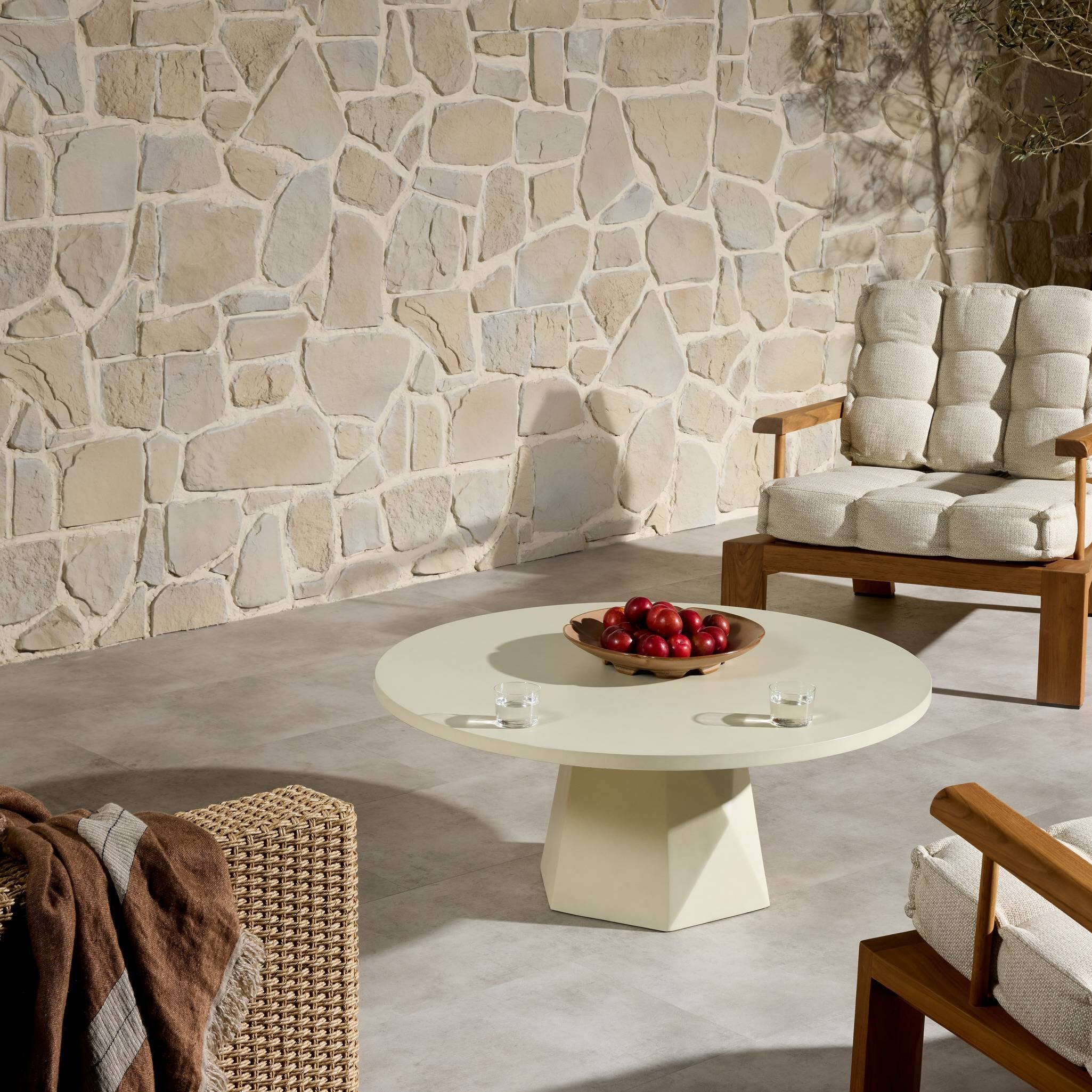 Bowman Outdoor Coffee Table - White Concrete - Image 3