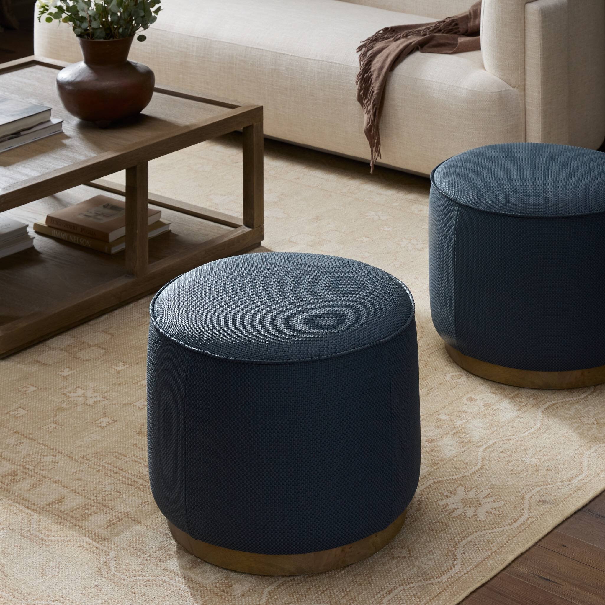 Sinclair Round Ottoman - Fresno Cobalt - Image 3