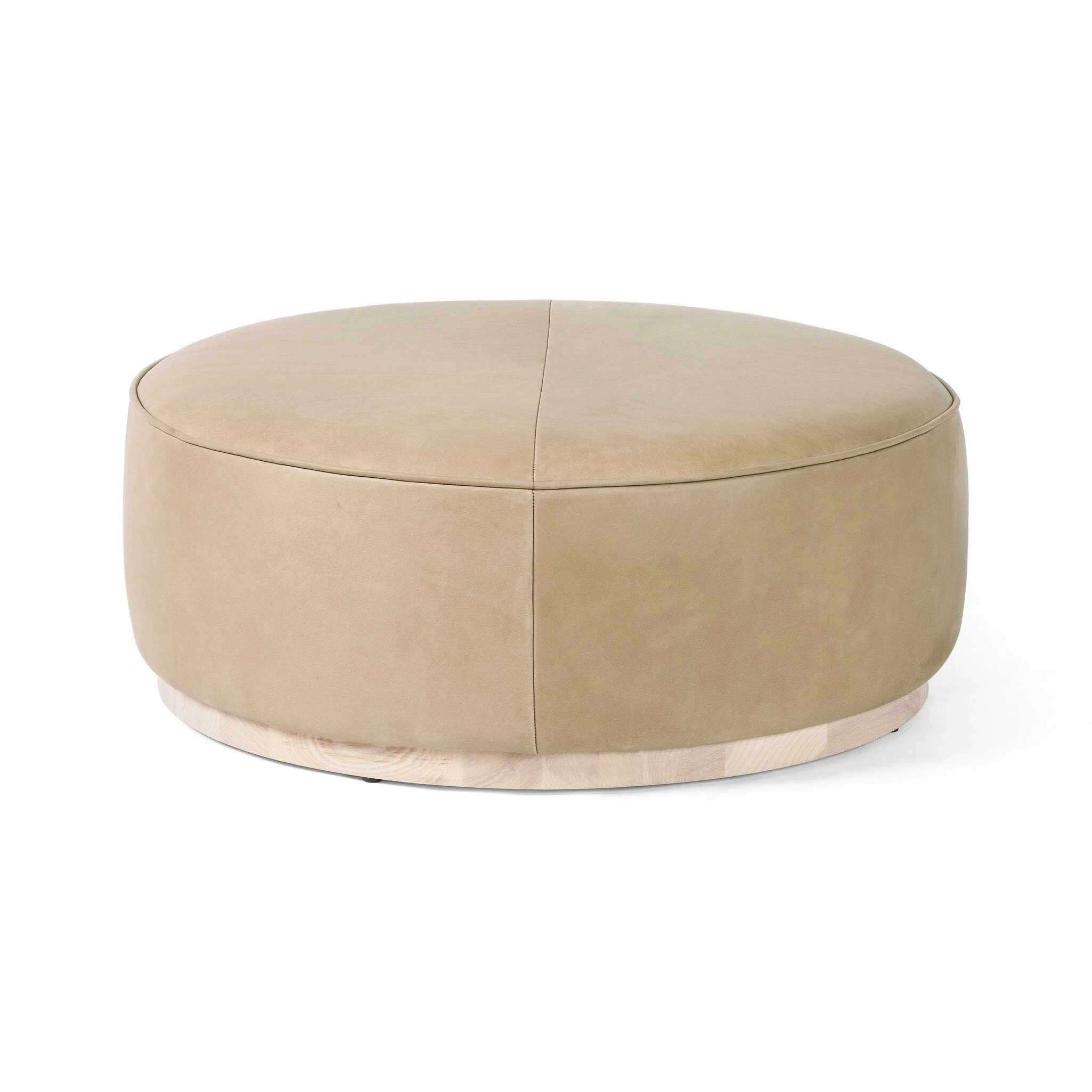 Sinclair Large Round Ottoman – Harness Burlap