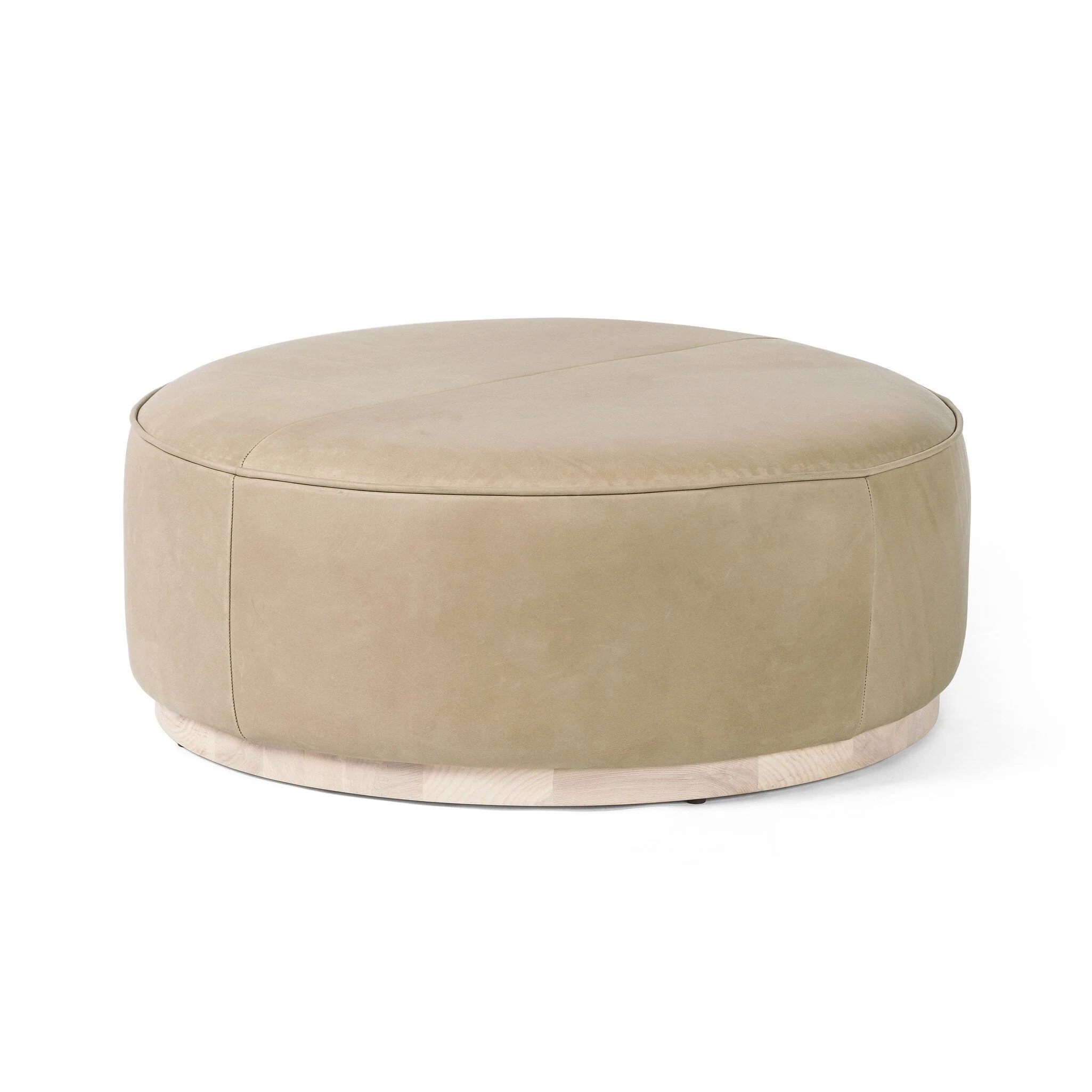 Sinclair Large Round Ottoman - Harness Burlap - Image 2