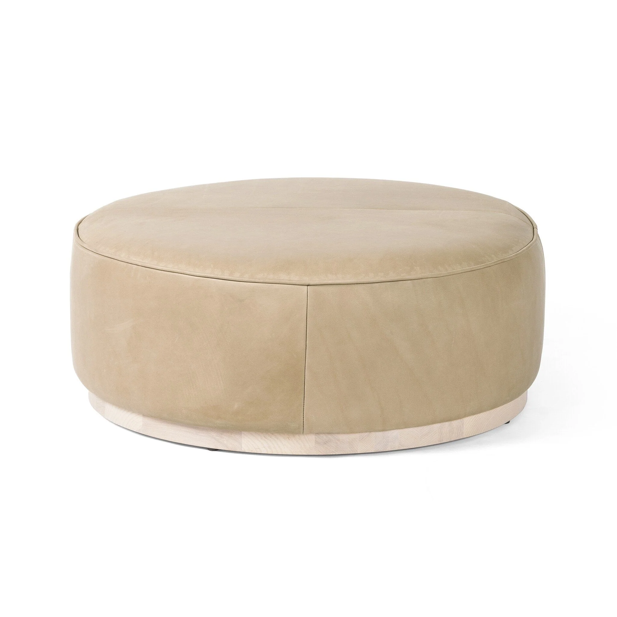 Sinclair Large Round Ottoman - Harness Burlap - Image 3