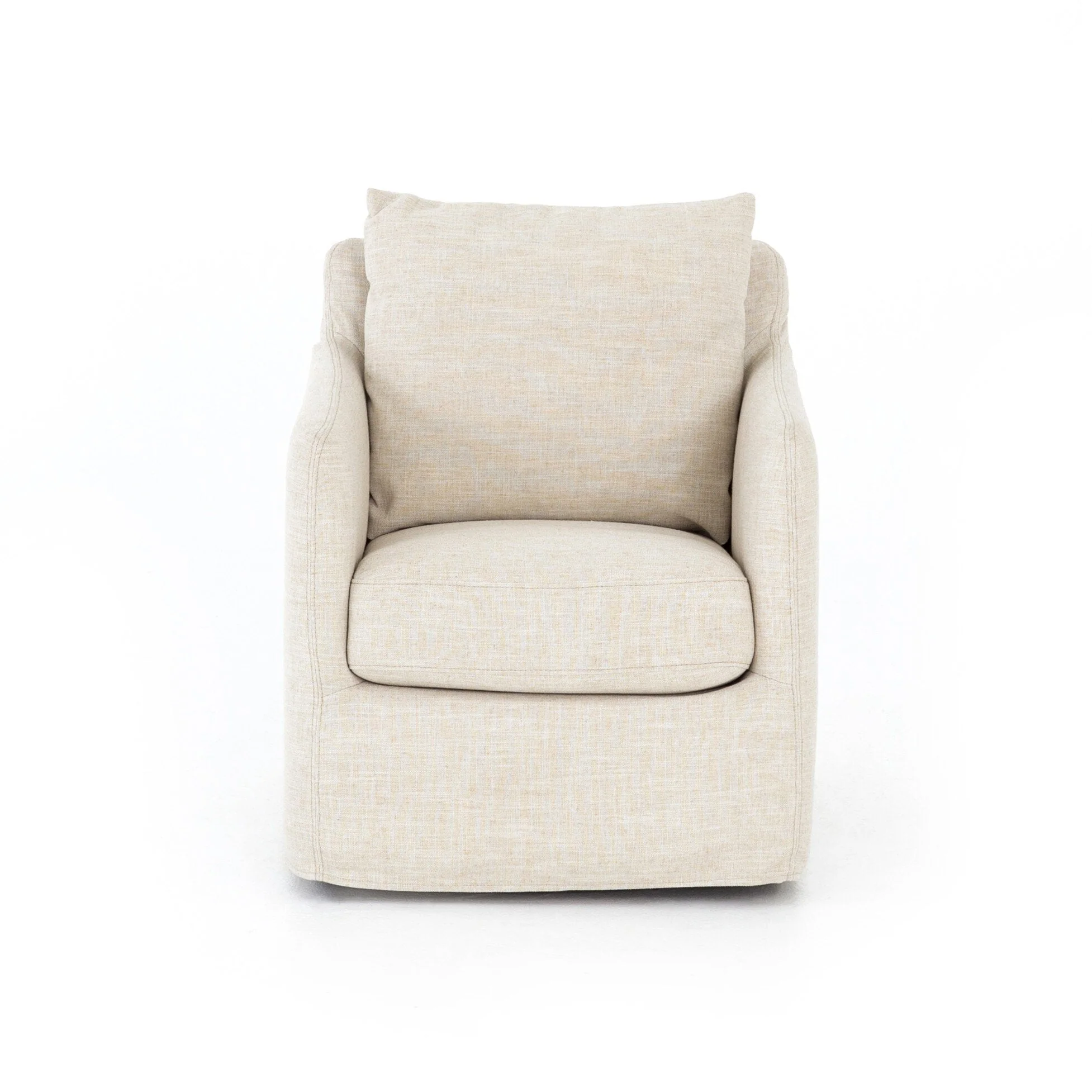 Banks Slipcover Swivel Chair - Cambric Ivory - Image 1