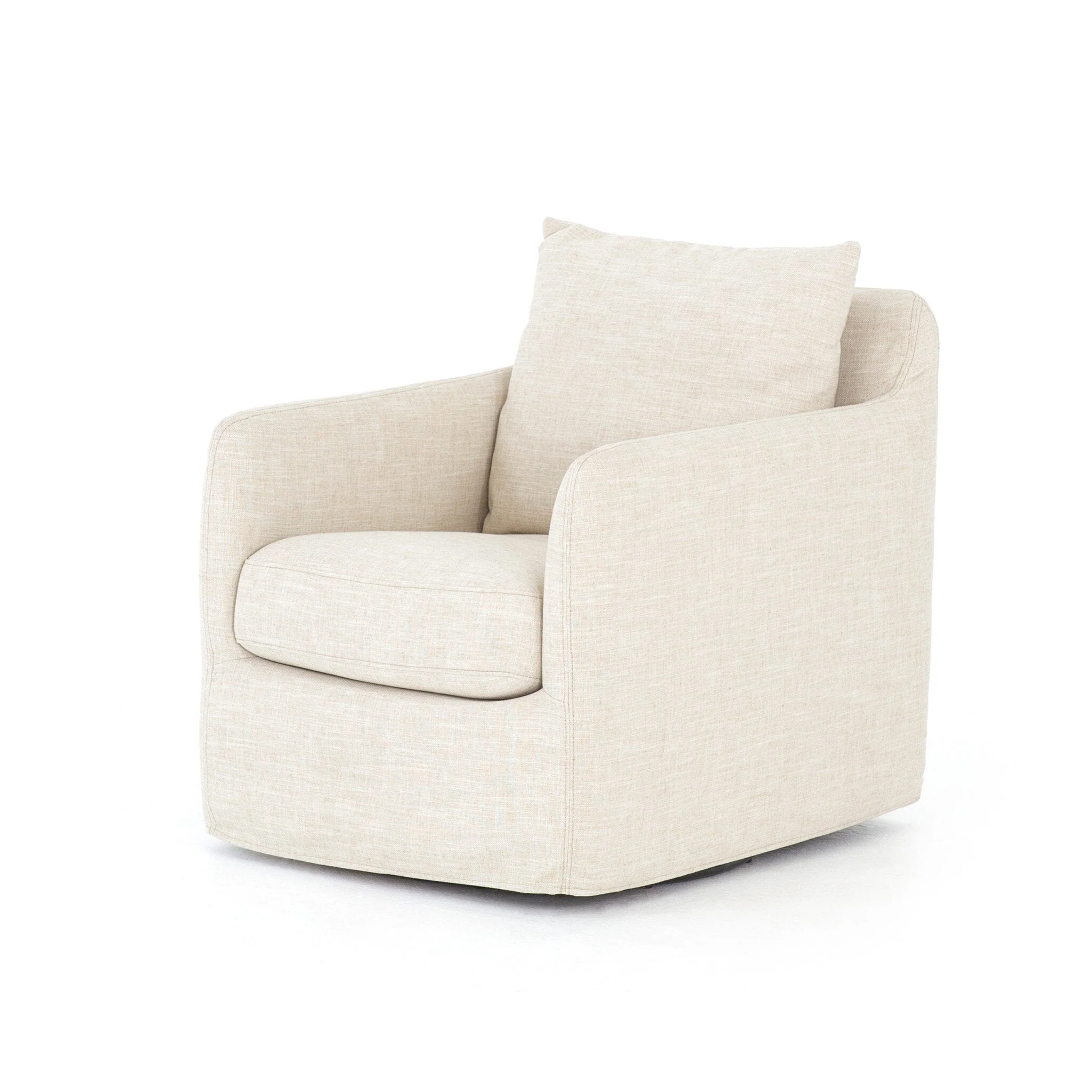 Banks Slipcover Swivel Chair - Cambric Ivory - Image 2