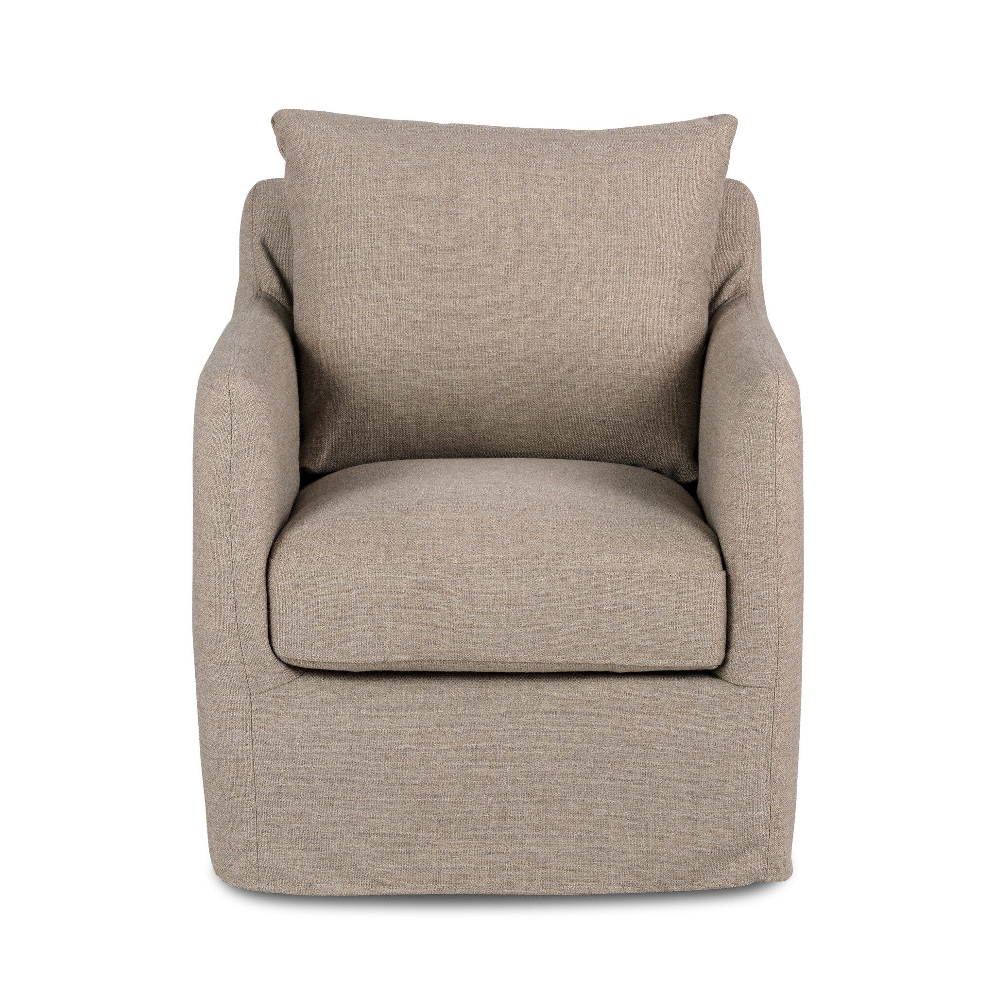 Banks Slipcover Swivel Chair - Alcala Taupe - Image 1