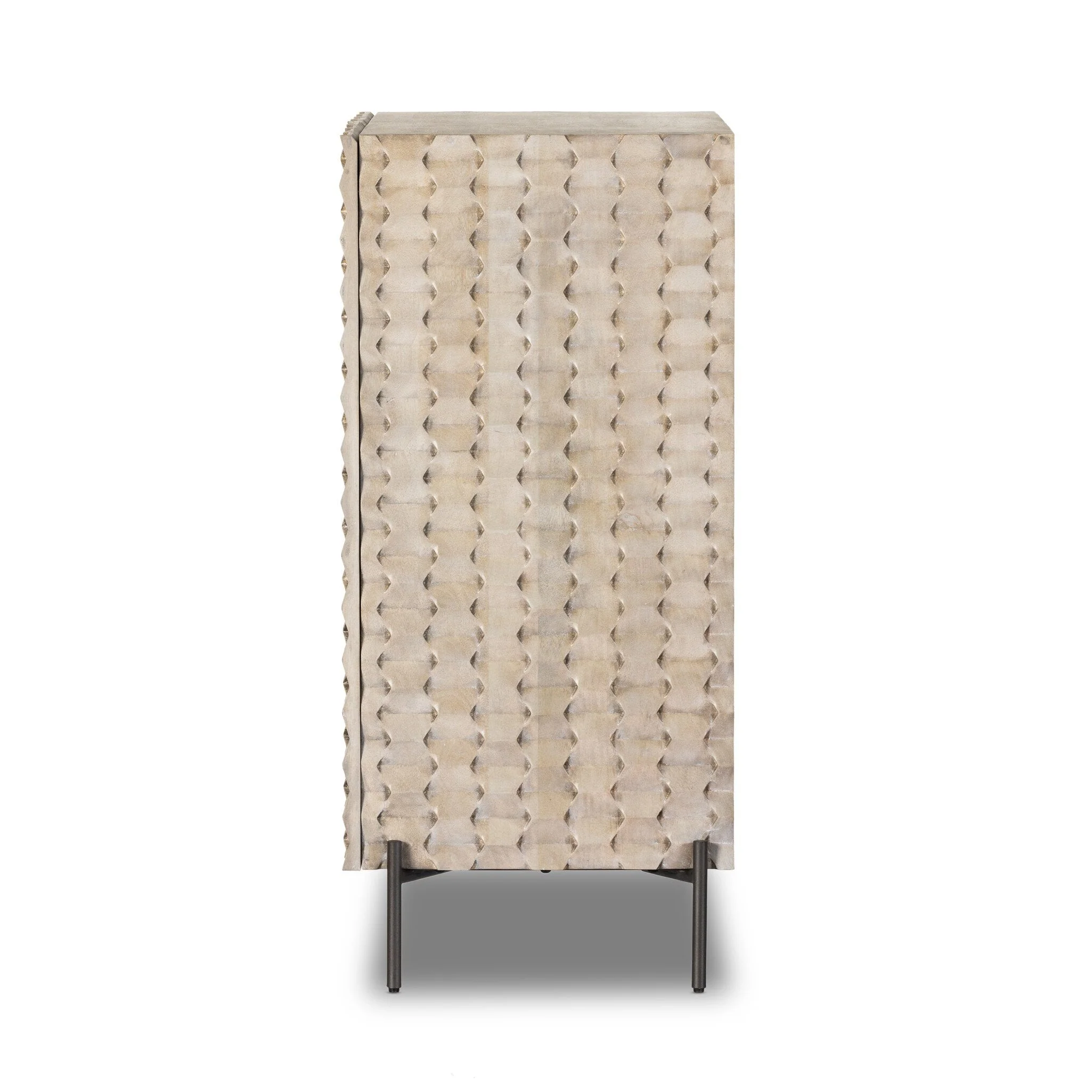 Raffael Bar Cabinet - Carved Stonewash Grey Mango - Image 3