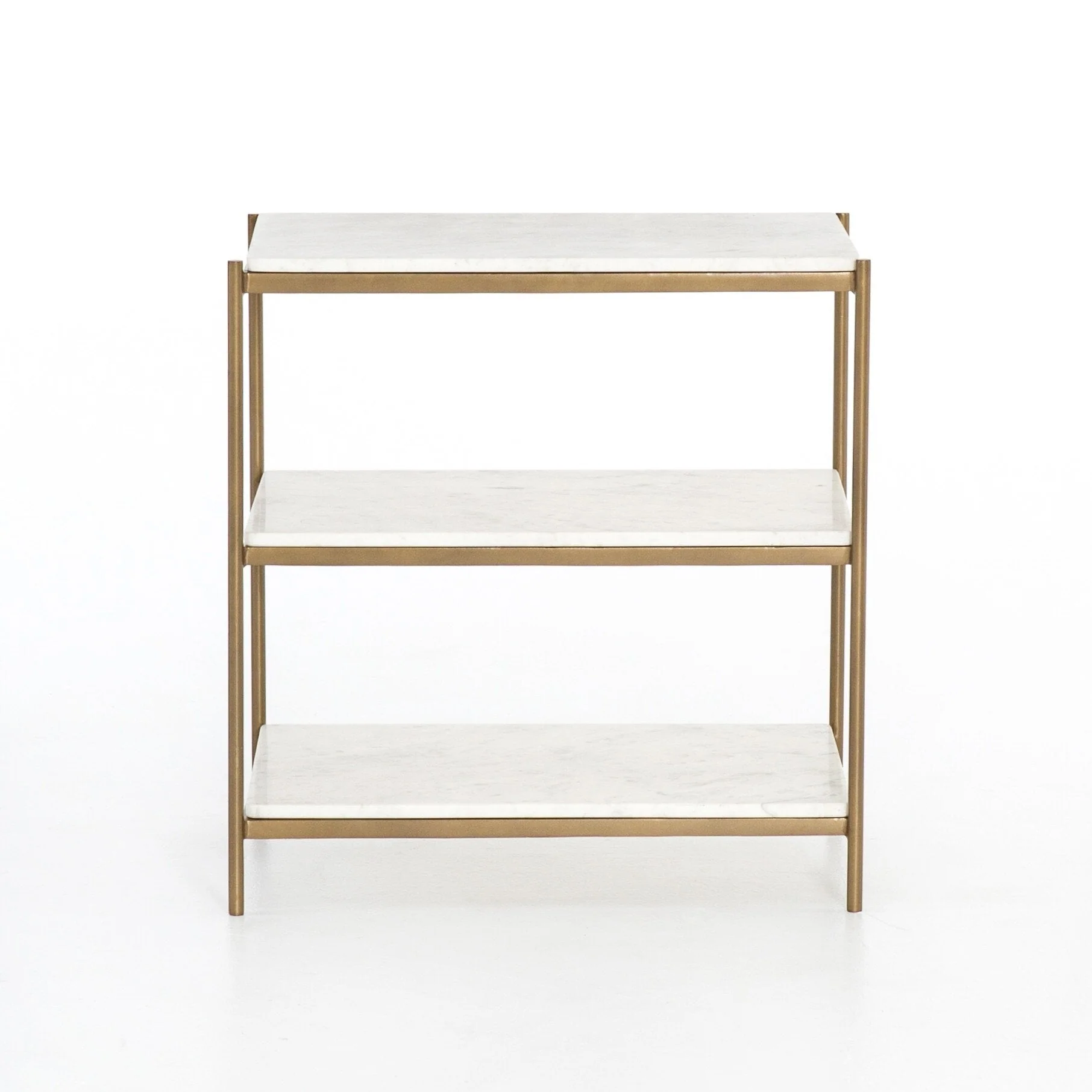 Felix Nightstand - Polished White Marble | Antique Brass - Image 1
