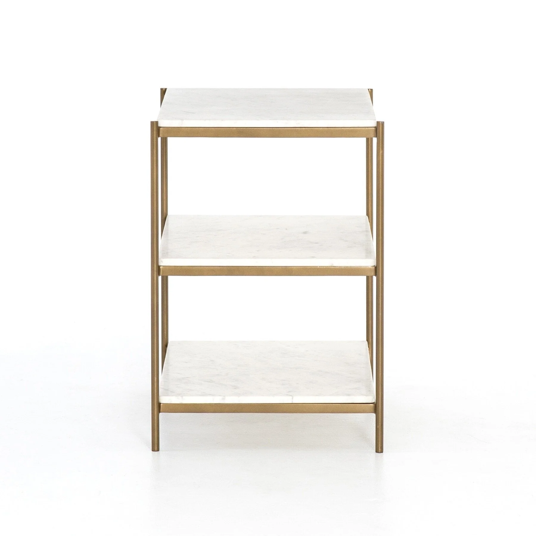 Felix Nightstand - Polished White Marble | Antique Brass - Image 3