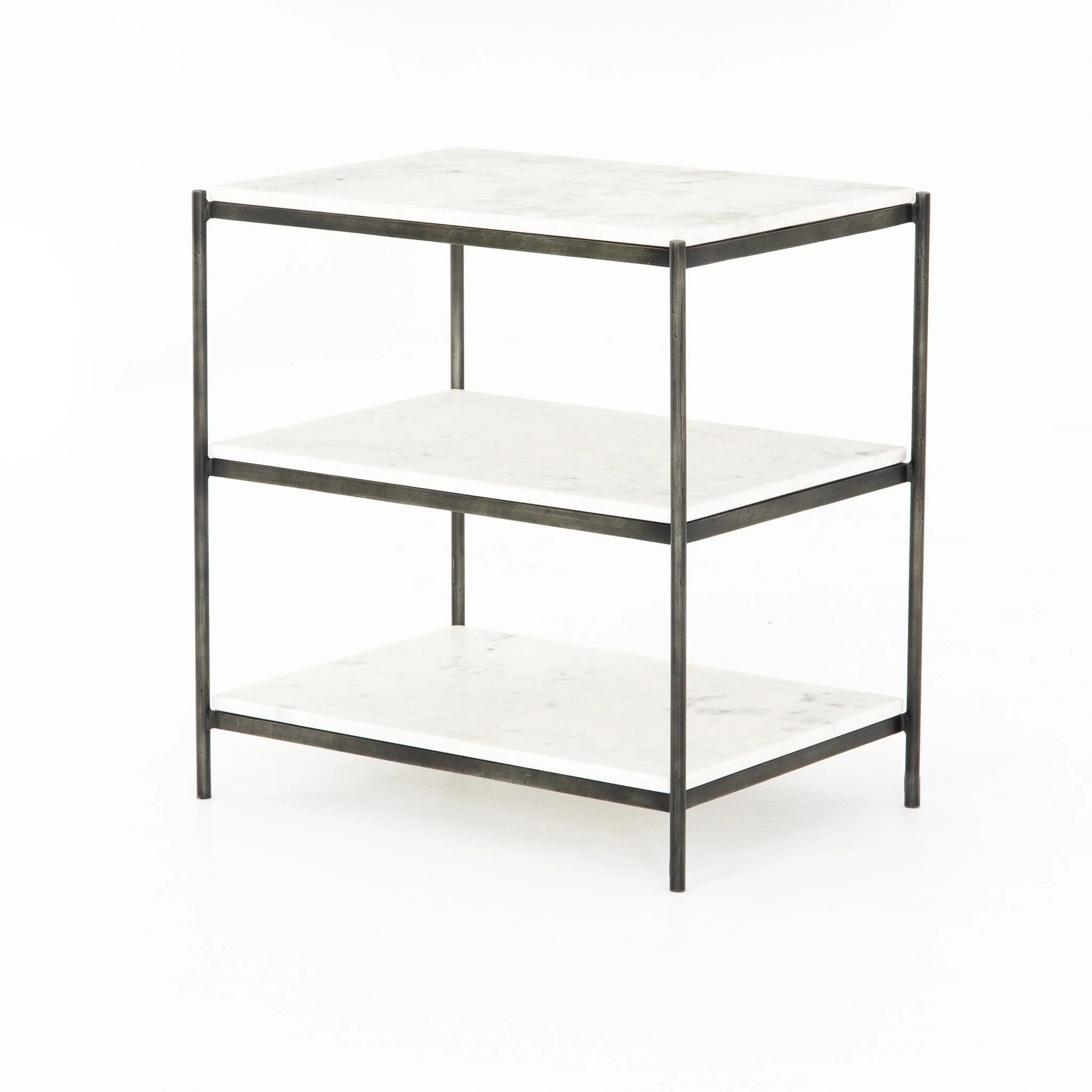 Felix Nightstand - Polished White Marble | Hammered Grey - Image 2
