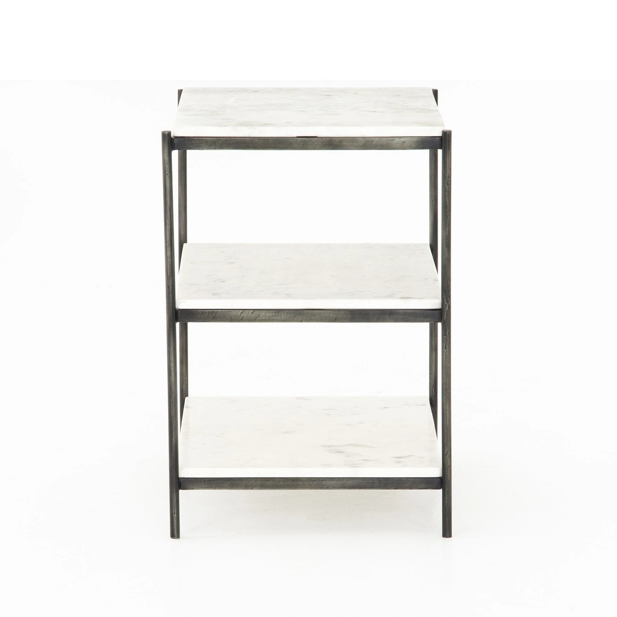 Felix Nightstand - Polished White Marble | Hammered Grey - Image 3