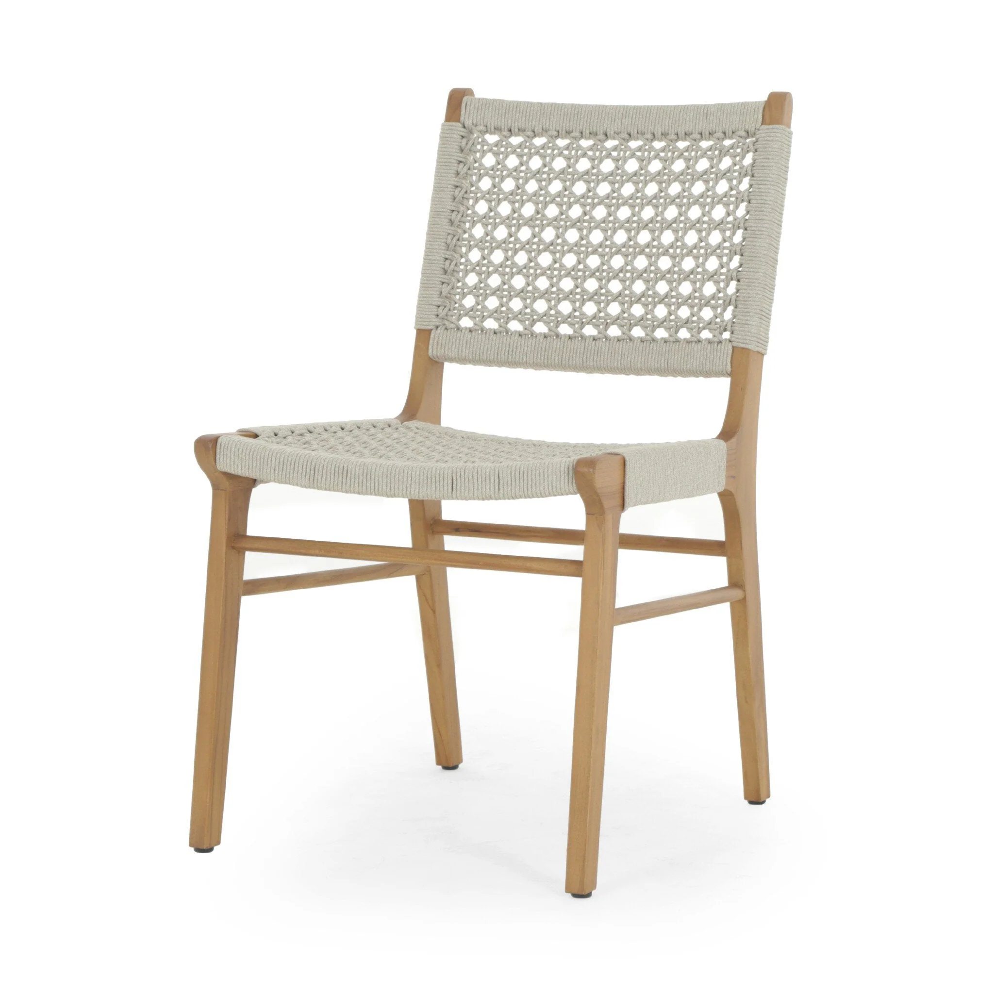 Delmar Outdoor Dining Chair - Ivory Rope | Natural Teak - Image 2