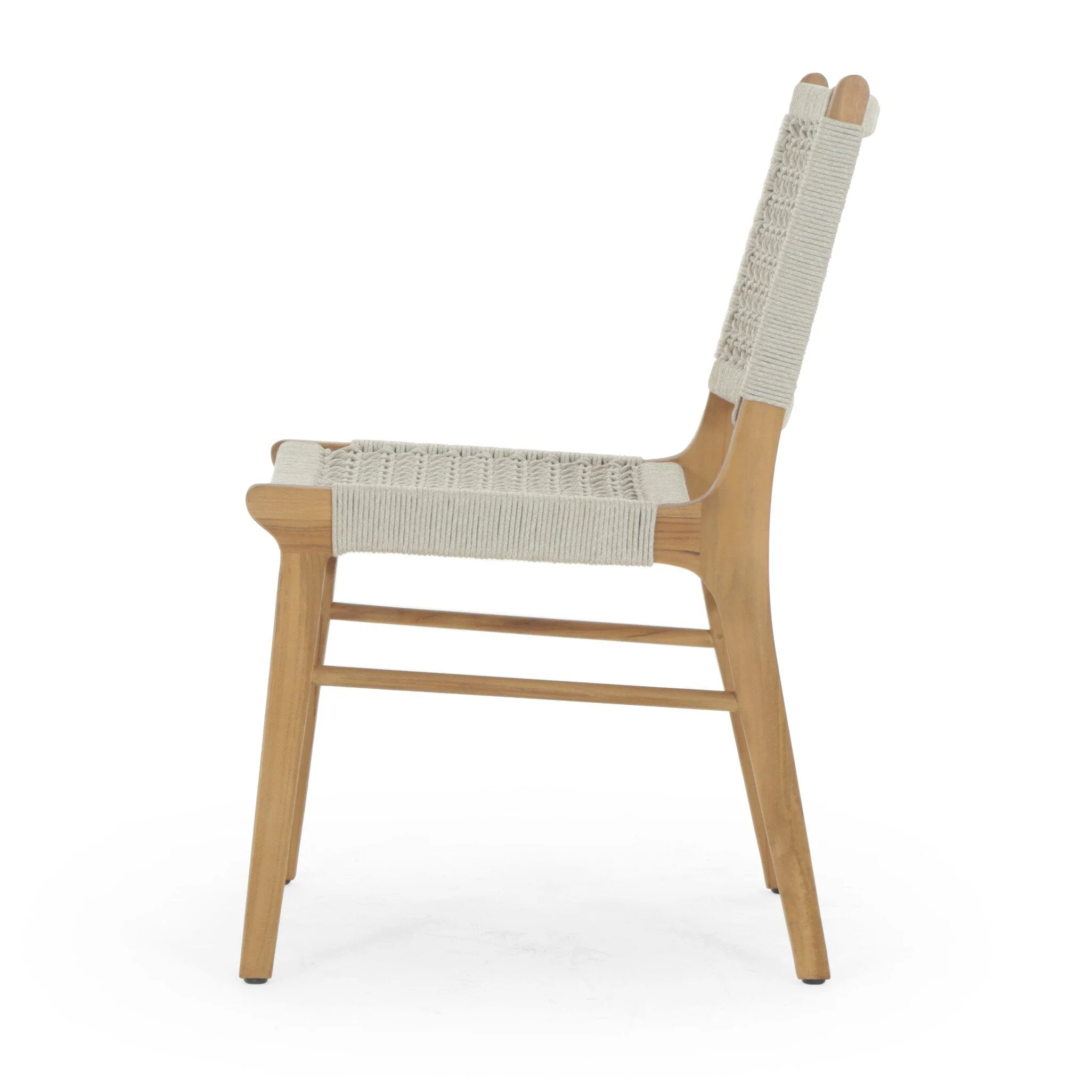 Delmar Outdoor Dining Chair - Ivory Rope | Natural Teak - Image 3