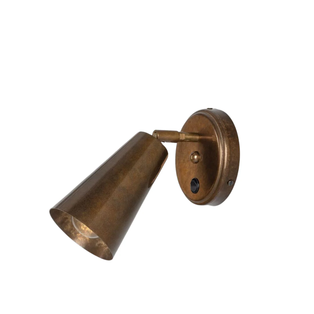 Cashel Brass Cone Wall Light with Switch - Image 1
