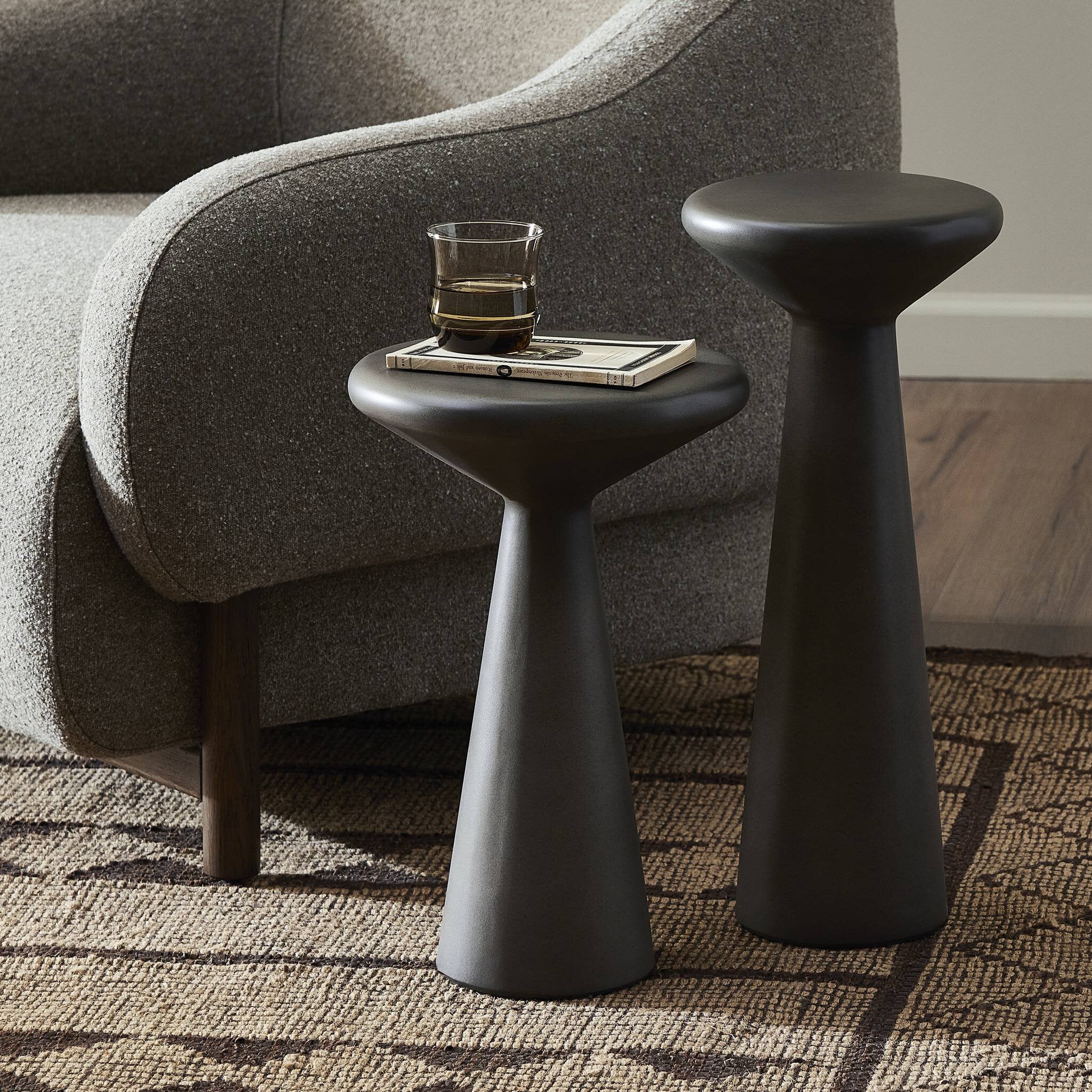 Ravine Concrete Accent Tables, Set Of 2 - Dark Grey - Image 3