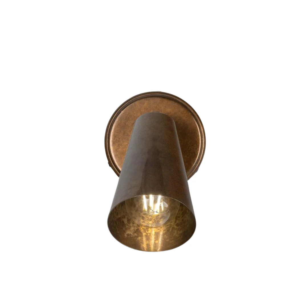 Cashel Brass Cone Wall Light with Switch - Image 2