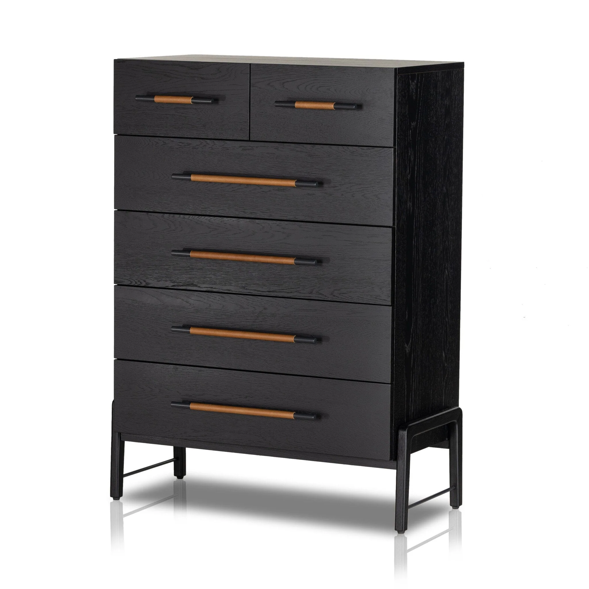 Rosedale 6 Drawer Tall Dresser - Ebony Oak Veneer - Image 2