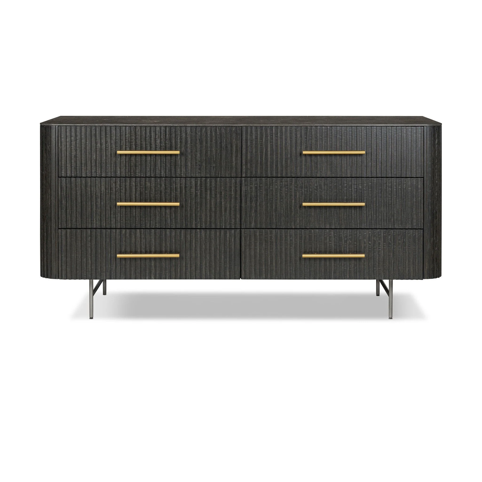 Fletcher 6 Drawer Dresser – Distressed Black