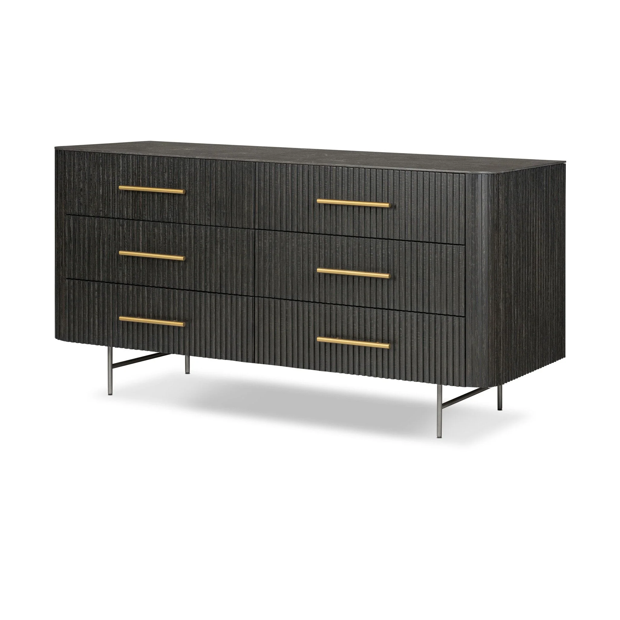 Fletcher 6 Drawer Dresser - Distressed Black - Image 2
