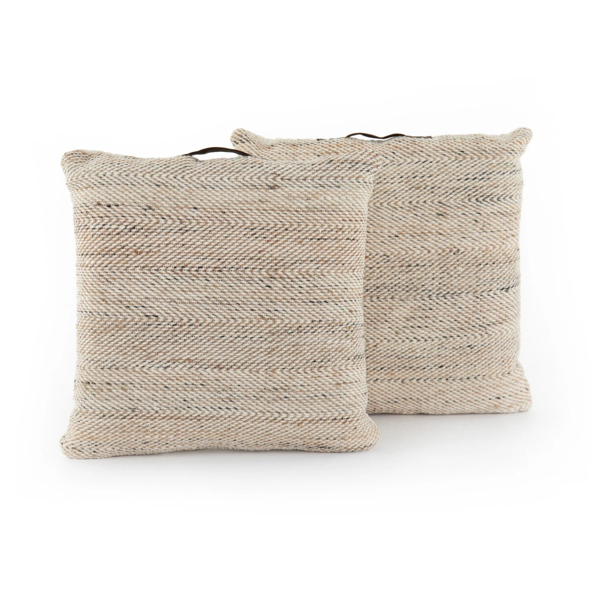 Neema Pouf-Set Heathered Wool - Neema Natural, Black - Image 1