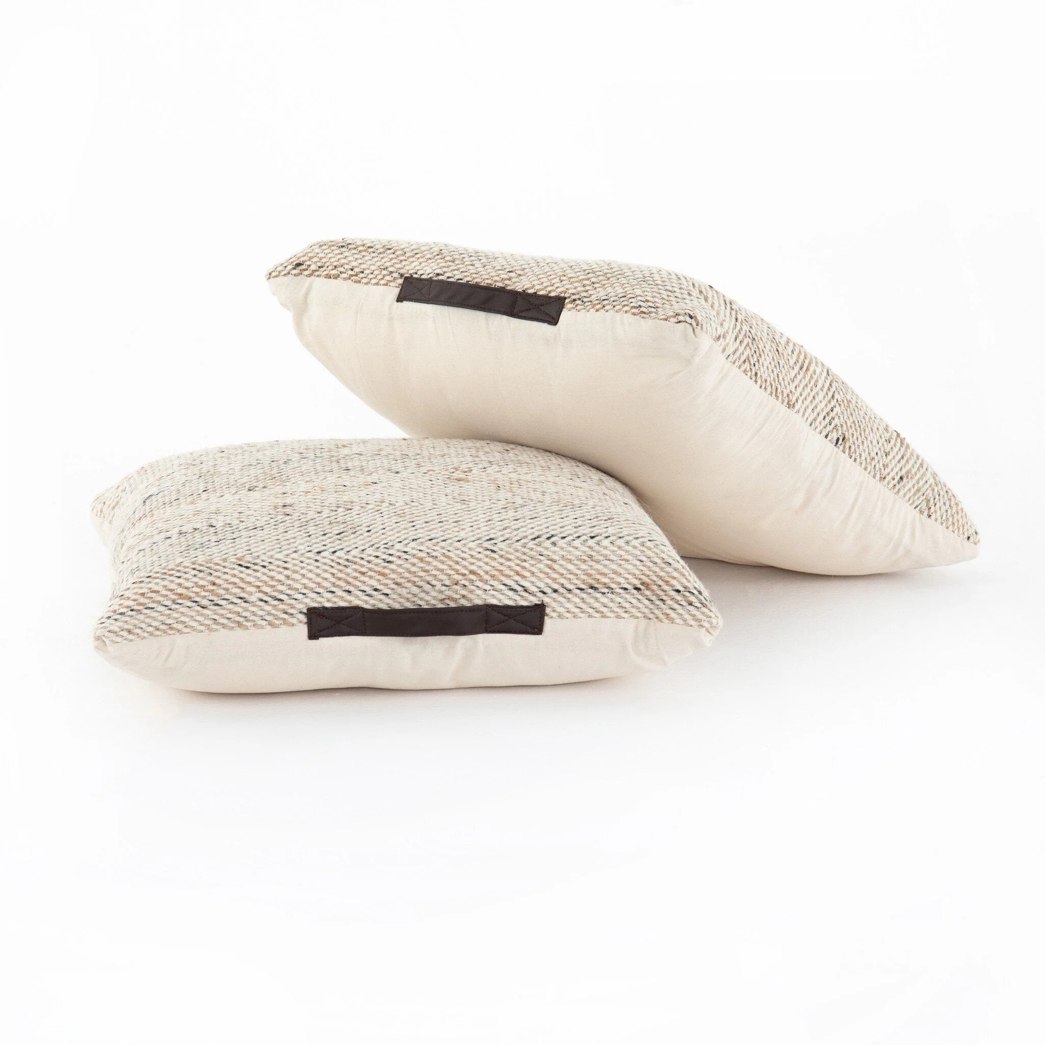 Neema Pouf-Set Heathered Wool - Neema Natural, Black - Image 2