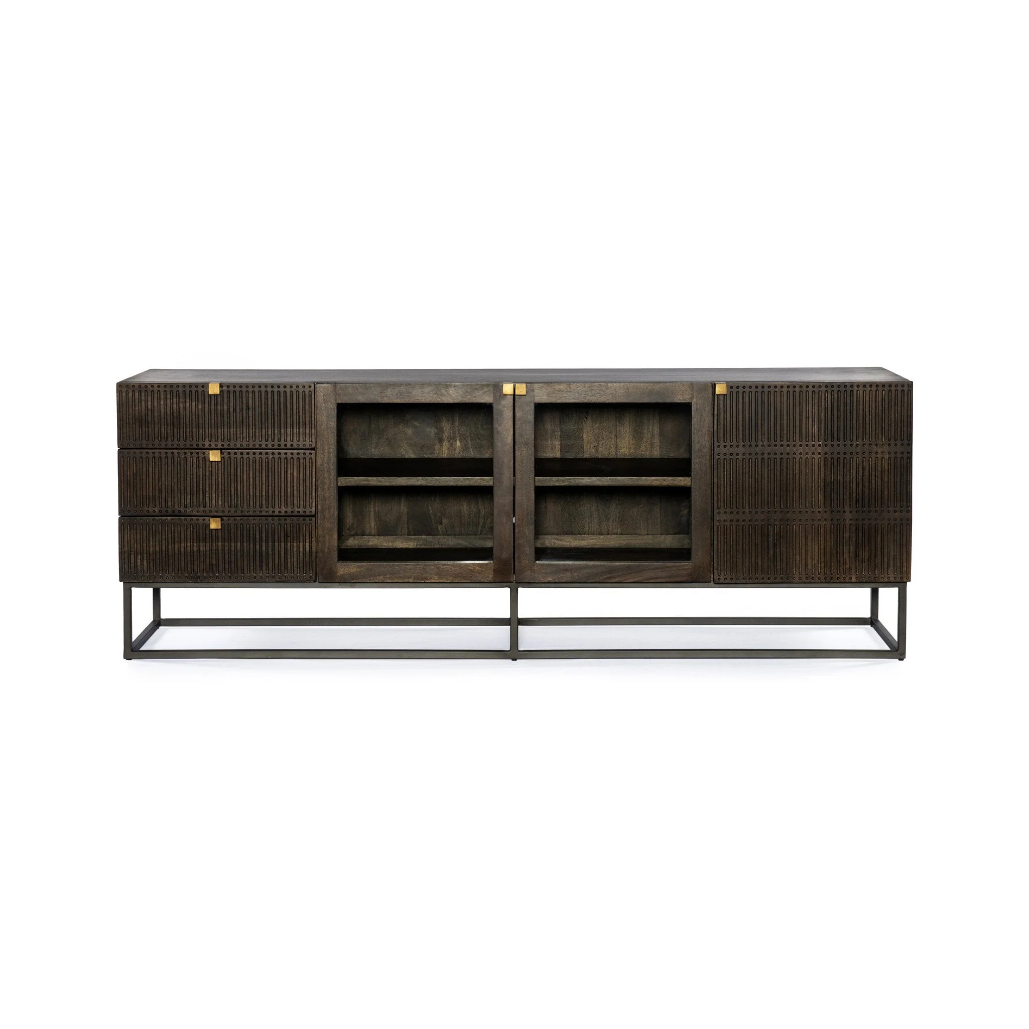 Kelby Media Console – Carved Vintage Brown